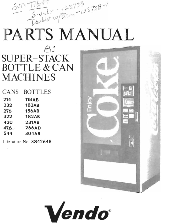 Coke SuperStack Parts Manual (36 Pages) > Vendo (see vintage for older